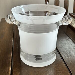 Vintage FTD Commemorative Millennium Ice Bucket Frosted Glass Scroll Handles 2qt